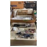 TRAY OF KITCHEN UTENSILS & BX OF MISC KITCHEN ITEM