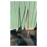 SHOVEL, RAKE & SHOP BROOM