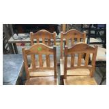 4 MATCHING WOOD BAR STOOLS, 29' SEAT HEIGHT