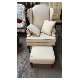 VERY  NICE UPHOLSTERED WING BACK LIVING ROOM CHAIR