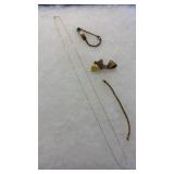 BROOCH, CHAIN, BRACELETS, 12K GOLD FILLED