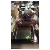 8 PCS OF PYREX VISION WARE, AMBER & CRANBERRY