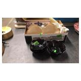 RUBY GLASS DISHES & BX W/ LENOX CANDY DISH & 2