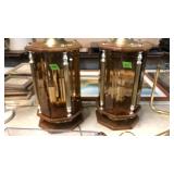 PR OF VINTAGE GLASS PANEL LAMPS