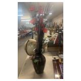 HAND PAINTED VASE & FAUX FLORALS