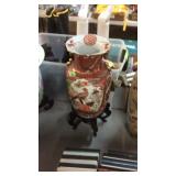 JAPANESE SATSUMA PORCELAIN VASE ON STAND