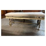 UPHOLSTERED BENCH W/ METAL BASE, 43'X12'X18'