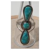 TURQUOISE NATIVE AMERICAN STERLING RING  SZ 7