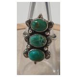 TURQUOISE NATIVE AMERICAN STERLING RING SZ 6