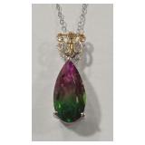 WATERMELON TOURMALINE COLOR 925 NECKLACE