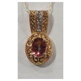 PADPARADSCHA  COLOR & CZ 925 GOLD TONE NECKLACE