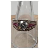 RUBY COLOR & CZ 925 RING SZ 9