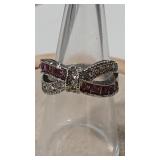 GARNET COLOR & CZ RING SZ 6