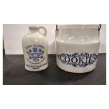 CROCK COOKIE JAR AND DECORATIVE CORK JAR