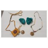 BRONZE TOKENS AND TURQUOISE COLOR SPECIMENS