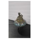 PAINTED BRASS ASIAN THEME INCENSE POT