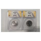 2 - WORLD COINS ANACS MS65