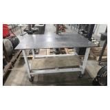 2 TIER STEEL FABRICATION TABLE  ON WHEELS