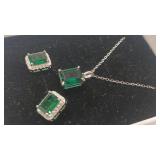 GREEN & NATURAL MOISSANITE 925 NECKLACE& EARRINGS