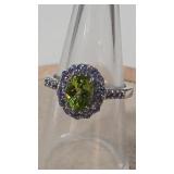 PERIDOT & IOLITE COLOR  925 RING  SZ 6