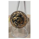 BLACK & GOLD COLOR 925 RING  SZ 8
