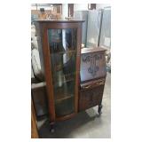 ANTQ GLASS FRONT DROP DOWN SECRETARY W/ KEY