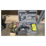 RYOBI RECIP, CIRCULAR SAW, FLASHLIGHT, CHARGER &