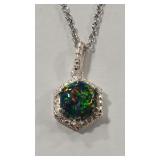 AUSTRALIAN OPAL COLOR & CZ  925 NECKLACE