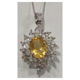 CITRINE COLOR & CZ  925 NECKLACE