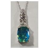 AMMOLITE COLOR & CZ 925 NECKLACE