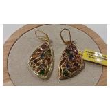 MULTI COLOR GOLD TONE 925 EARRINGS