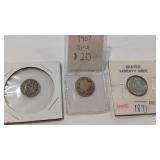 1853 HALF DIME - 1891 SEATED  - 1907 BARBER