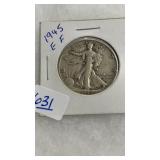1945 WALKING LIBERTY SILVER HALF DOLLAR