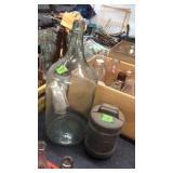 LARGE GOTTLE & GALVANIZED CAN W/ LID