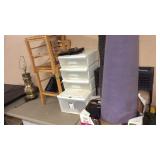 GROUP OF NO SALE ITEMS-2 BAR STOOLS, STORAGE