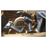 BX OF RYOBI CORDLESS TOOLS W/ 1 BATTERY *NO CHARGR