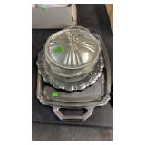 PYREX SILVER COVERED DISH & OTHER DISHES