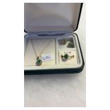 10KT EMERALD NECKLACE & EARRING SET