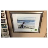 SPANIEL BY THE SEA SHORE WATERCOLOR