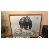 GRIZZLY BEAR PRINT BY MG LOATES FRAMED, 32'X26'