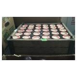 WOOD BOTTLE FLAT W/ 30 HALF PINT MILK BOTTLES W/