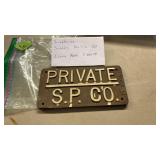 BRASS BRONZE SOUTHERN PACIFIC COMPANY PARKING