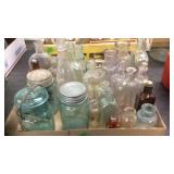 BX OF ANTIQUE BOTTLES & BALL CANNING JARS