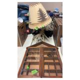 SHADOW BOX AND ANTLER LAMP