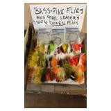 4 DZN  BASS-PIKE-TROUT FLIES & STEEL LEADERS