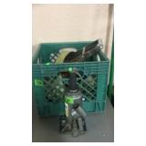 8 TON BOTTLE JACK & GREEN CRATE W/ MISC
