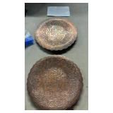 2 ANTIQUIE PURSIAN SILVER INLAID OVER COPPER PLATE