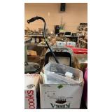 BX OF KITCHEN ITEMS & ADJUSTABLE CANE