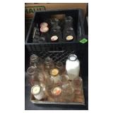 BASKET & BOX OF MILK BOTTLES