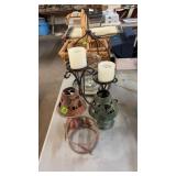 GROUP OF HOME DECOR ITEMS, CANDLE HOLDERS, ETC